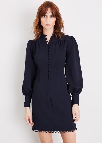 Phase Eight Zeli Button Dress Navy USA | 7165842-FJ